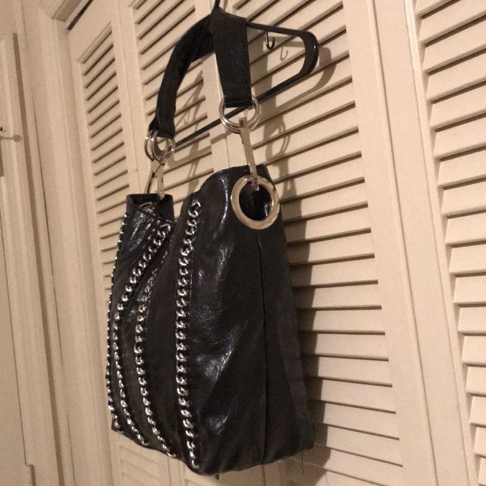 Braciano Black Faux Leather with silver hardware. - Picture 2 of 12